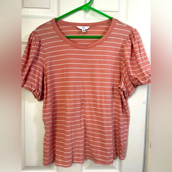 Coral White Striped Blouse - Picture 1 of 3